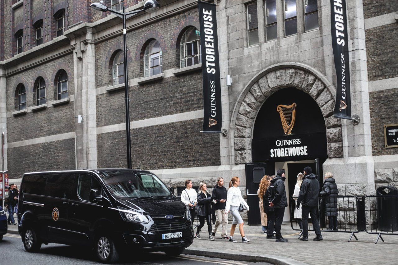 black mini bus outside guinness storehouse